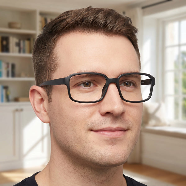 Rectangle Glasses EF1076 - Wide Frames For Men With Larger Heads