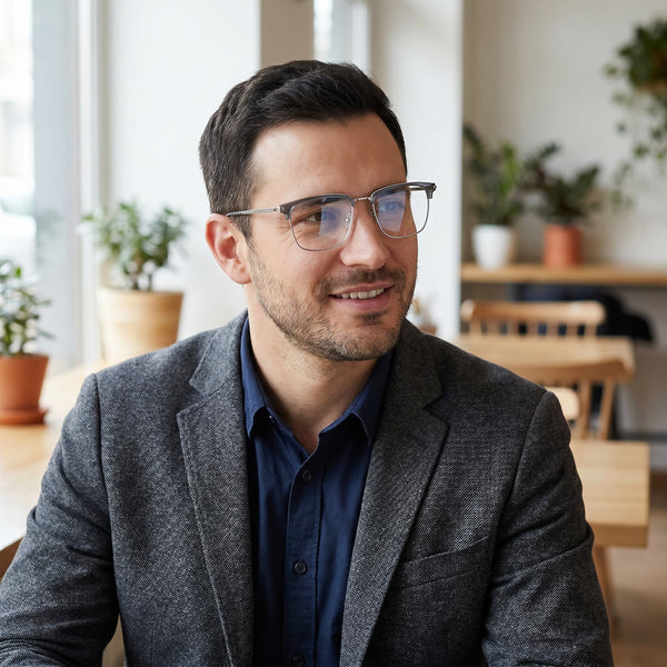Browline Glasses EF1152 - Wide Frames for Men with Larger Heads