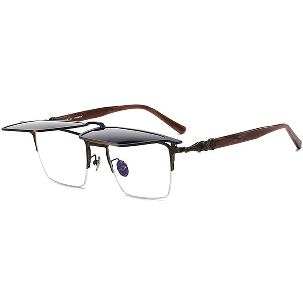 Square Flip Up Glasses EF1089 - Wide Frames For Men With Larger Heads