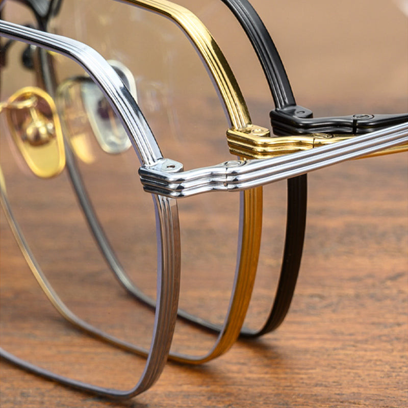 Geometric Glasses A2494 - Wide Frames for Men with Larger Heads