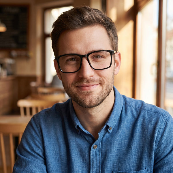 Square Glasses EF1040 - Wide Frames for Men with Larger Heads