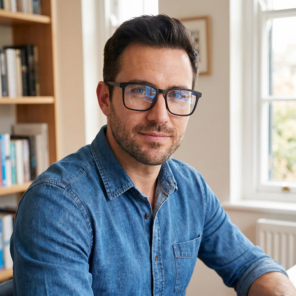Square Glasses EF1040 - Wide Frames for Men with Larger Heads