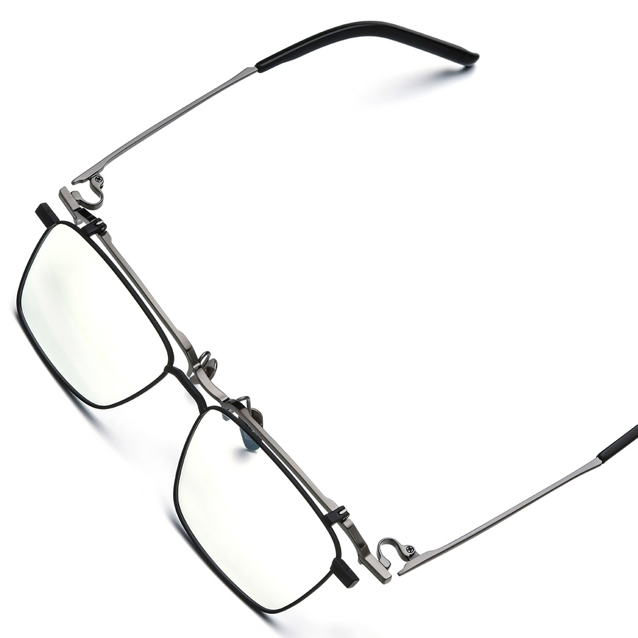 Rectangle Flip Up Glasses TG1243 - Wide Frames for Men with Larger Heads