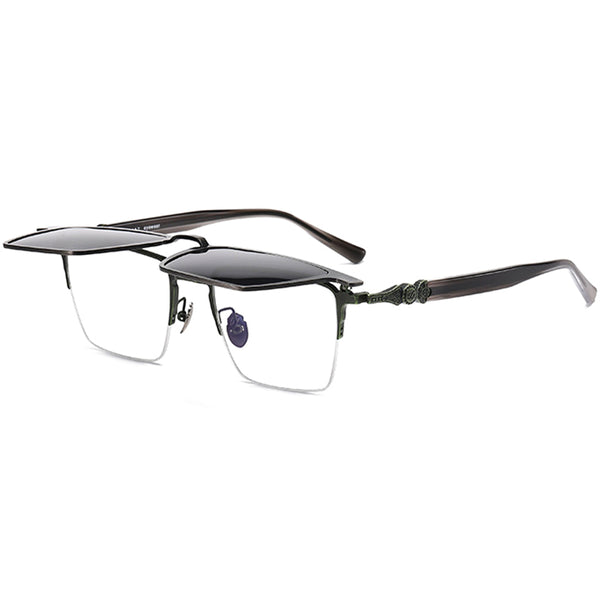 Square Flip Up Glasses EF1089 - Wide Frames For Men With Larger Heads