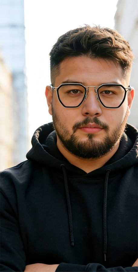 Square Glasses EF1143 - Wide Frames for Men with Larger Heads