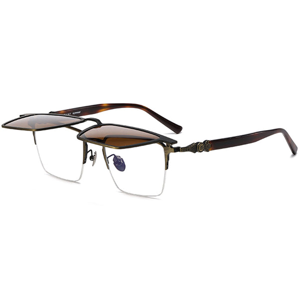 Square Flip Up Glasses EF1089 - Wide Frames For Men With Larger Heads