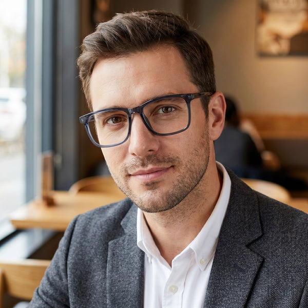 Square Glasses EF1040 - Wide Frames for Men with Larger Heads