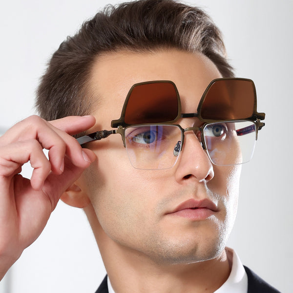 Square Flip Up Glasses EF1089 - Wide Frames For Men With Larger Heads