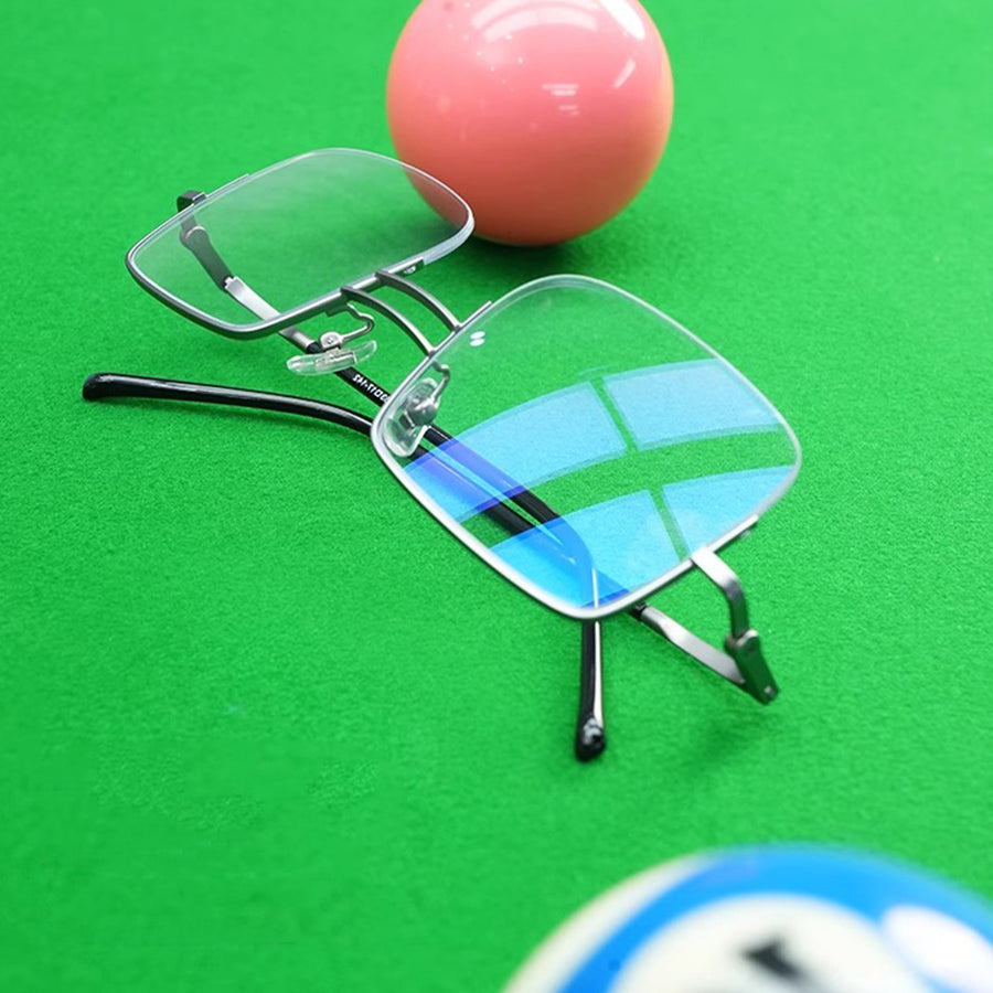 Square Billiards & Pool Glasses RV1052 – Reverse Half-Rim, Adjustable Tilt