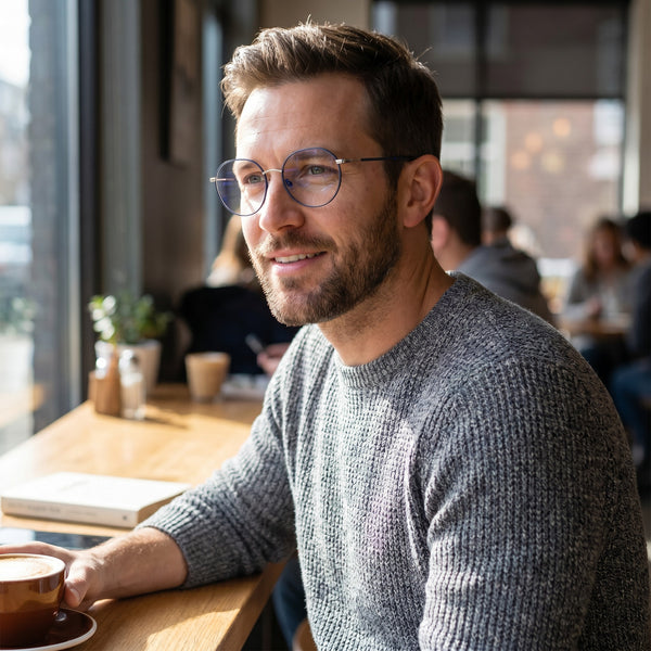 Round Glasses A3878 - Wide Frames for Men with Larger Heads