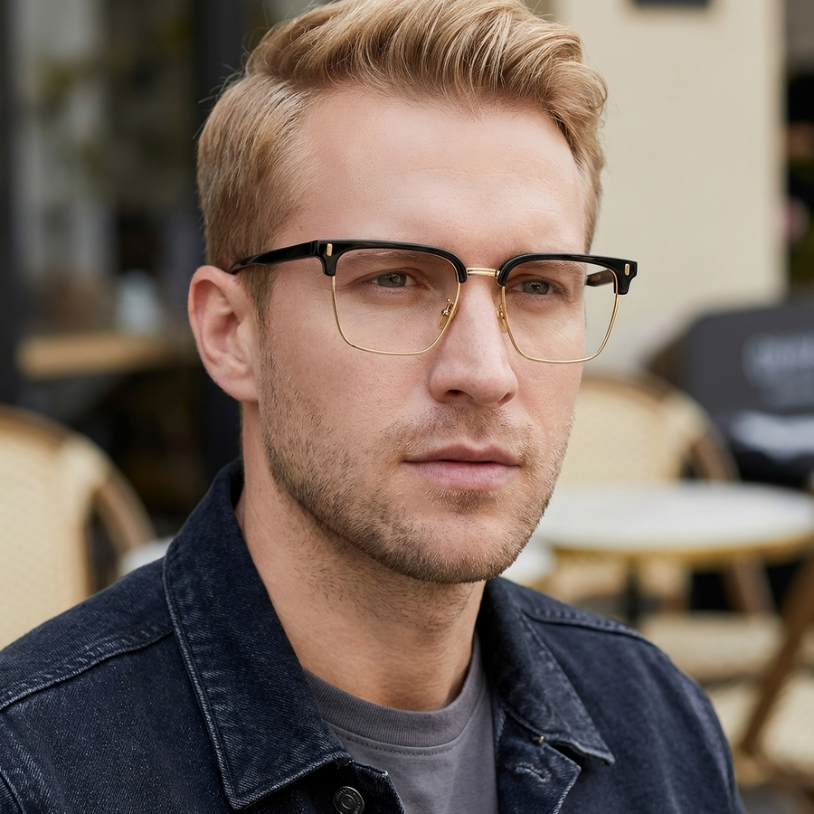Browline Glasses A3914 - Wide Frames for Men with Larger Heads