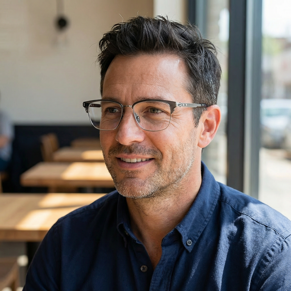 Browline Glasses EF1147 - Wide Frames for Men with Larger Heads