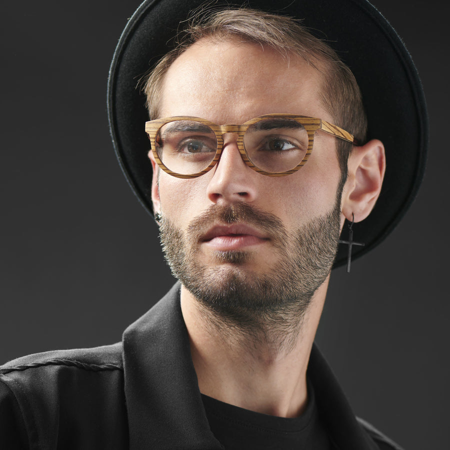 Wood Round Glasses A3653