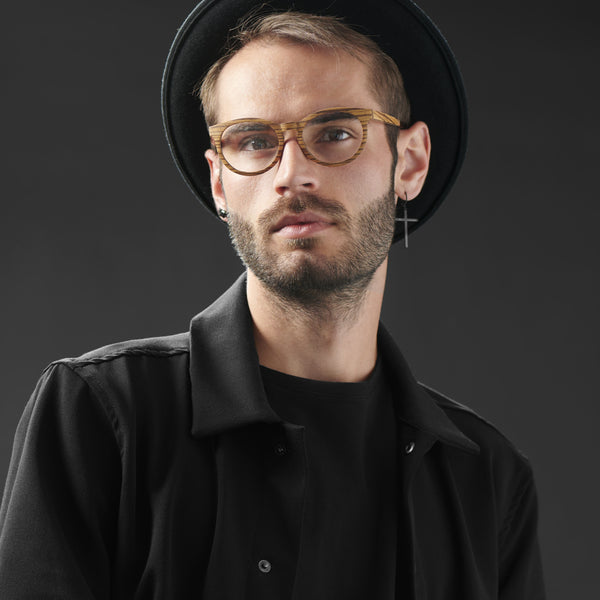 Wood Round Glasses A3653