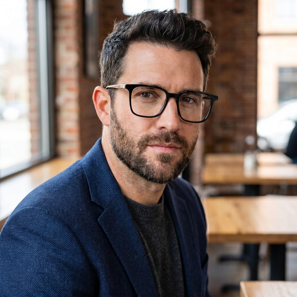 Square Glasses EF1141 - Wide Frames for Men with Larger Heads