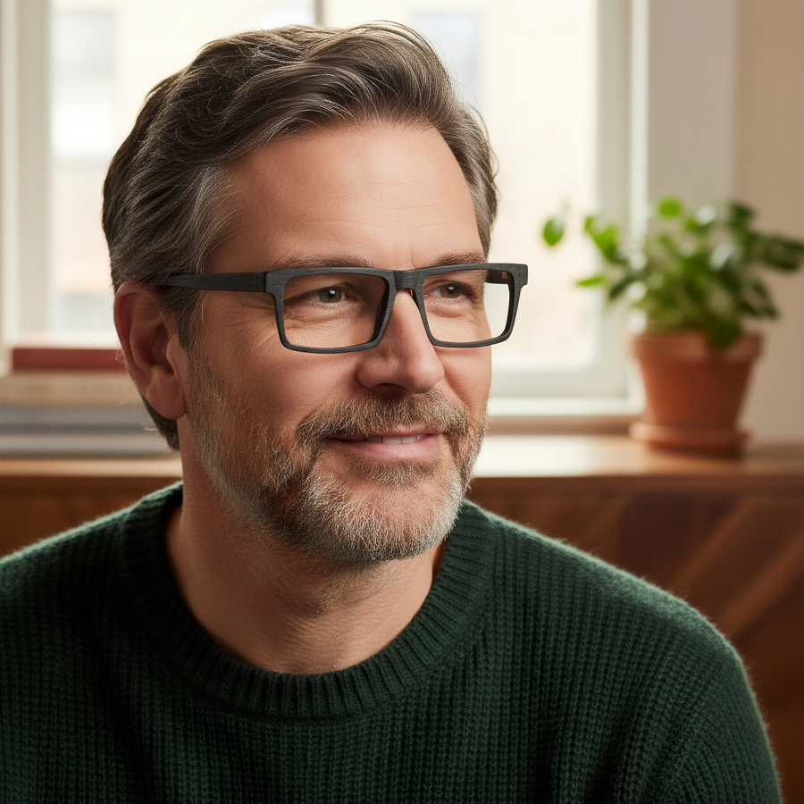 Rectangle Glasses EF1015 - Wide Frames for Men with Larger Heads