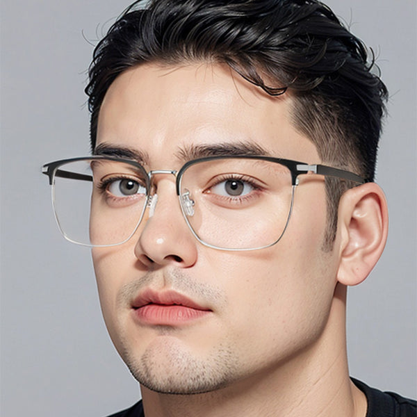 Square Glasses A1042 - Wide Frames for Men with Larger Heads