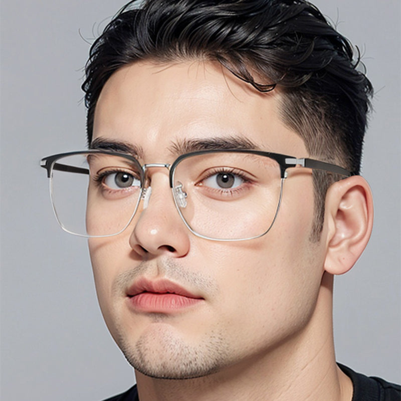 Square Glasses A1042 - Wide Frames for Men with Larger Heads