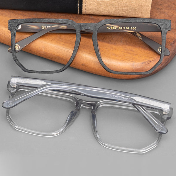 Square Glasses A1046 - Wide Frames for Men with Larger Heads