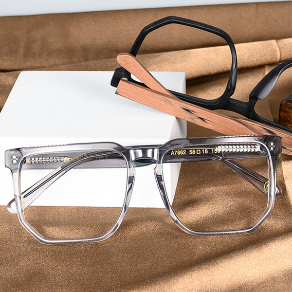 Square Glasses A1046 - Wide Frames for Men with Larger Heads