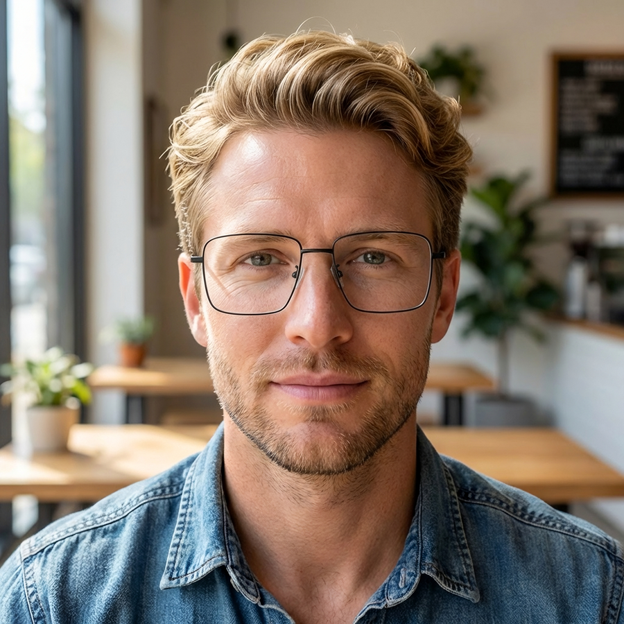 Rectangle Glasses EF1003 - Wide Frames for Men with Larger Heads