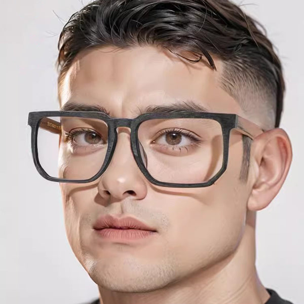 Square Glasses A1046 - Wide Frames for Men with Larger Heads