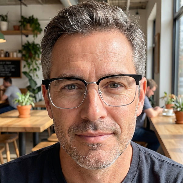 Browline Glasses EF1005 - Wide Frames for Men with Larger Heads