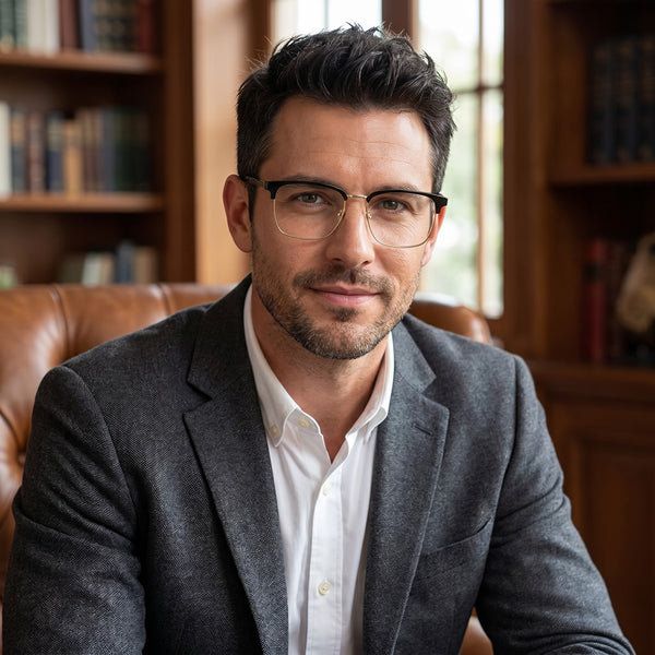 Browline Glasses EF1005 - Wide Frames for Men with Larger Heads
