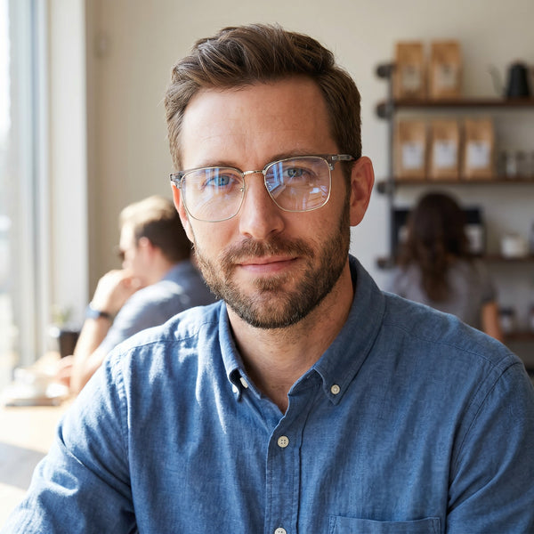 Browline Glasses EF1005 - Wide Frames for Men with Larger Heads