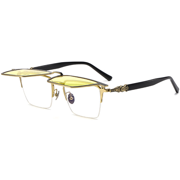 Square Flip Up Glasses EF1089 - Wide Frames For Men With Larger Heads
