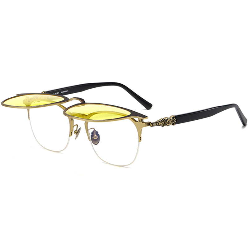 Square Flip Up Glasses EF1088 - Wide Frames For Men With Larger Heads