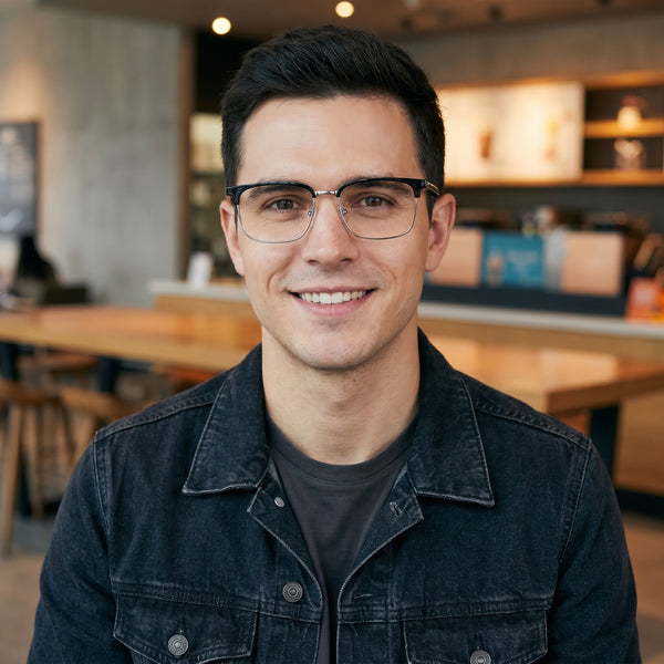 Browline Glasses EF1005 - Wide Frames for Men with Larger Heads