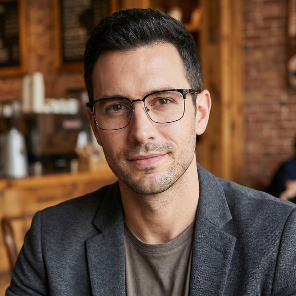 Browline Glasses EF1005 - Wide Frames for Men with Larger Heads