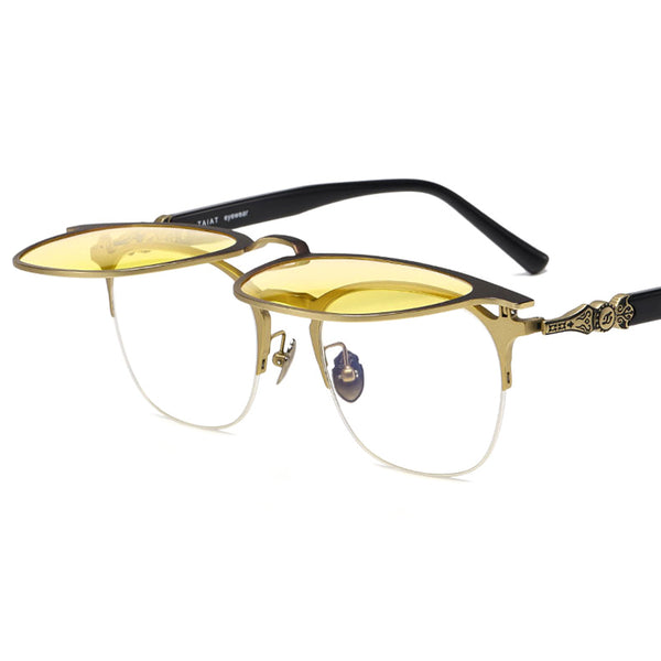 Square Flip Up Glasses EF1088 - Wide Frames For Men With Larger Heads