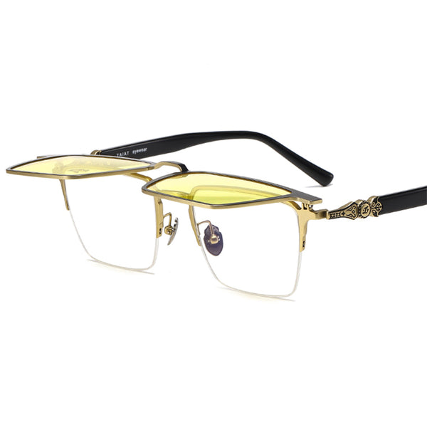 Square Flip Up Glasses EF1089 - Wide Frames For Men With Larger Heads