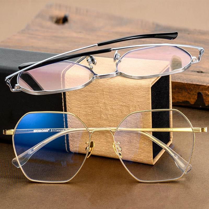 Geometric Glasses A2494 - Wide Frames for Men with Larger Heads