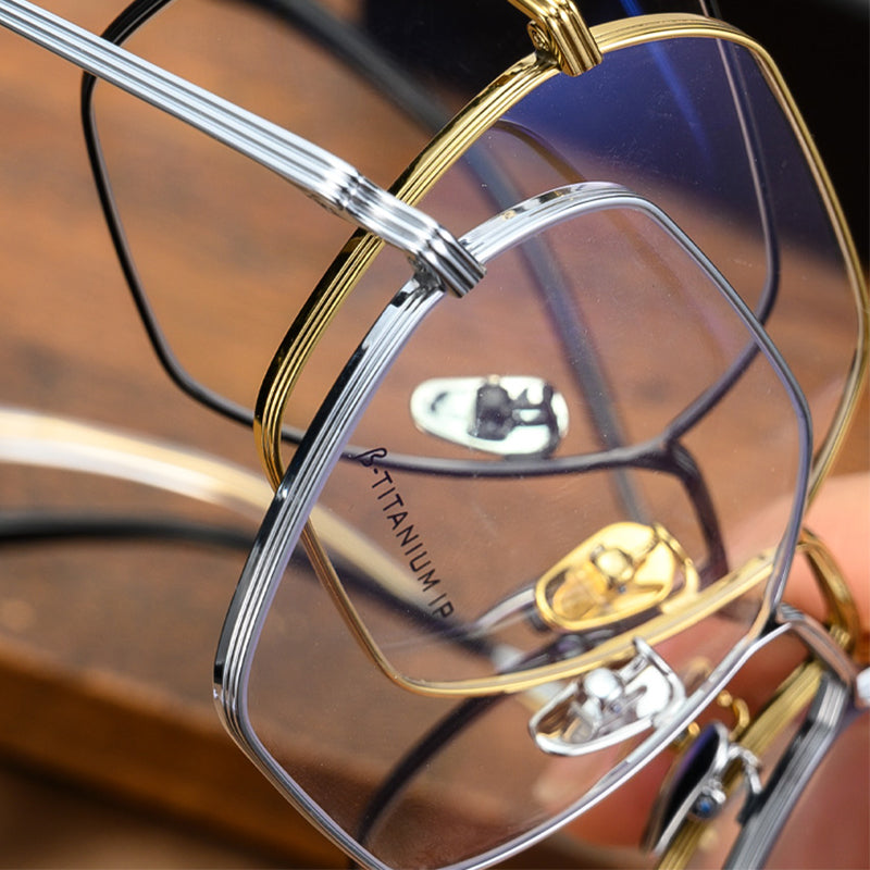 Geometric Glasses A2494 - Wide Frames for Men with Larger Heads