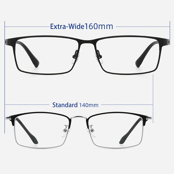 Rectangle Glasses A3922 - Wide Frames for Men with Larger Heads