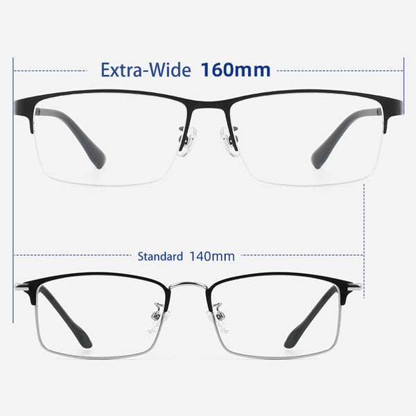Rectangle Glasses A3923 - Wide Frames for Men with Larger Heads