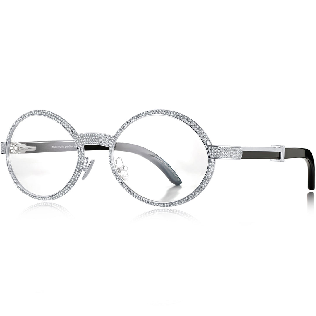 925 Silver Buffalo Horn Oval Glasses BR1359