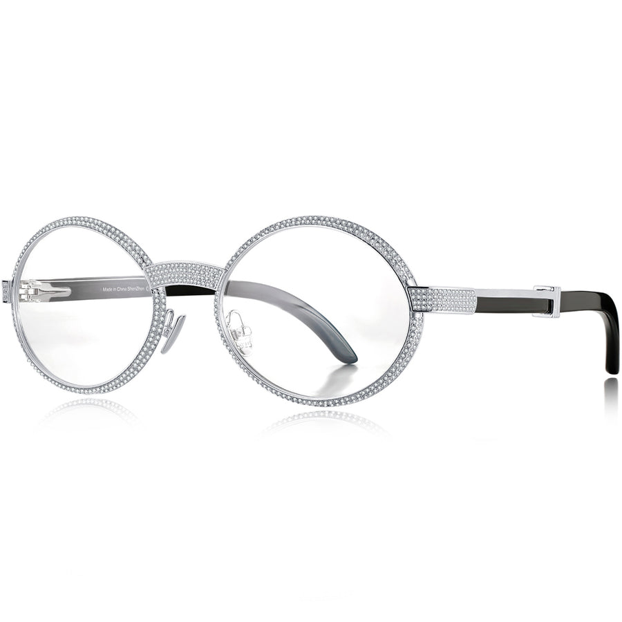 925 Silver Buffalo Horn Oval Glasses BR1359