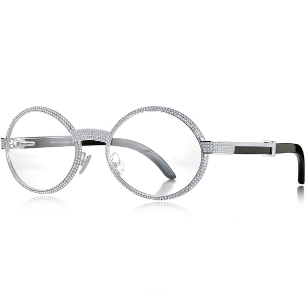 925 Silver Buffalo Horn Oval Glasses BR1359