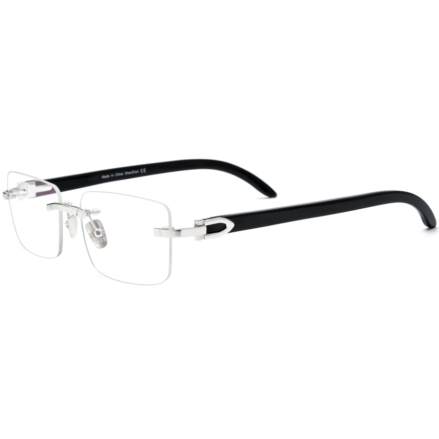 Buffalo Horn + 925 Silver Rectangle Glasses A2332