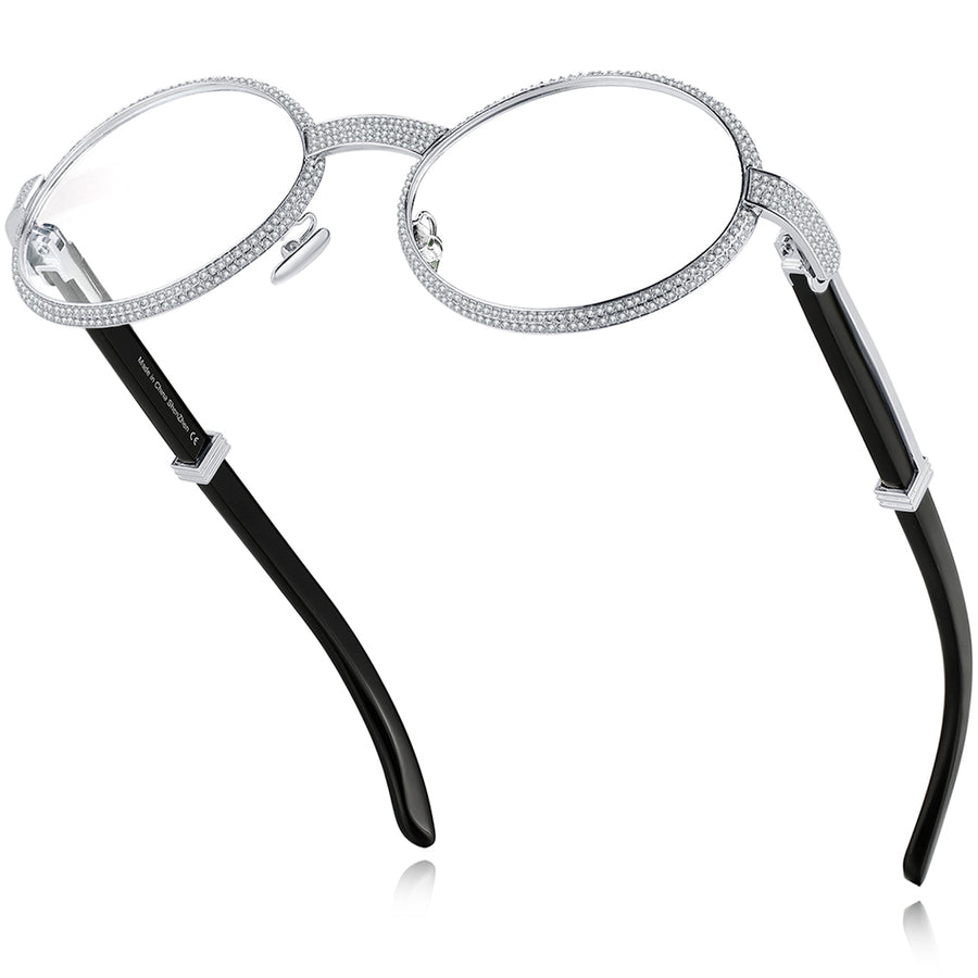 925 Silver Buffalo Horn Oval Glasses BR1359