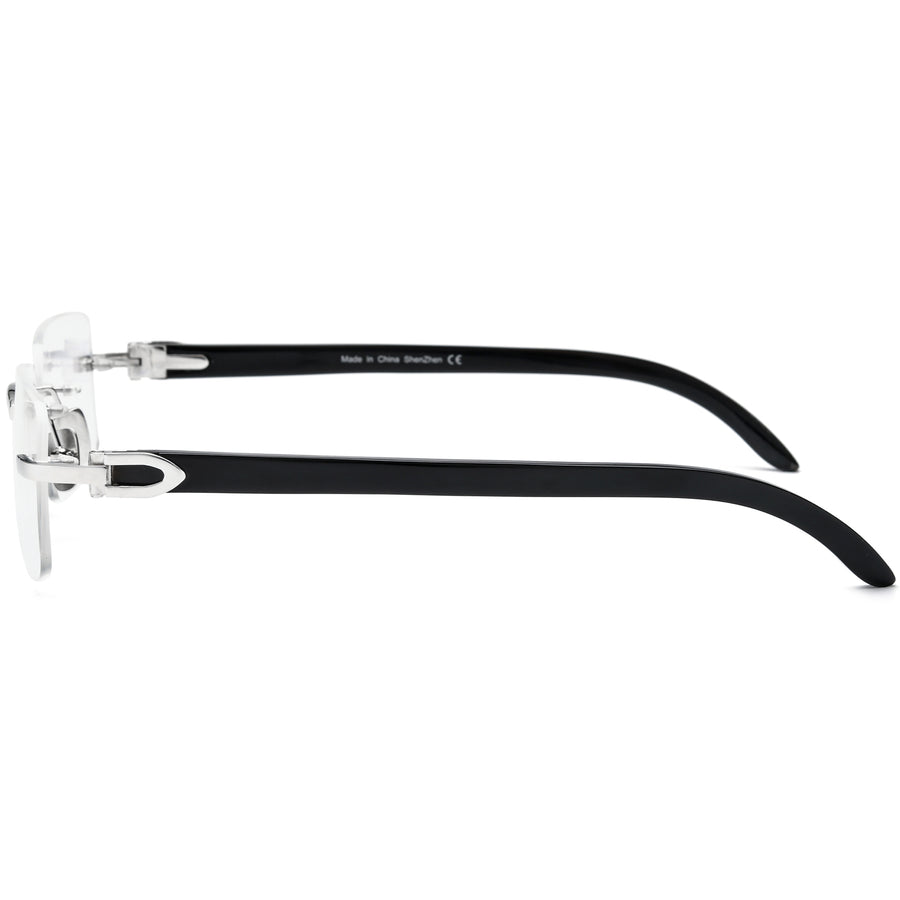 Buffalo Horn + 925 Silver Rectangle Glasses A2332