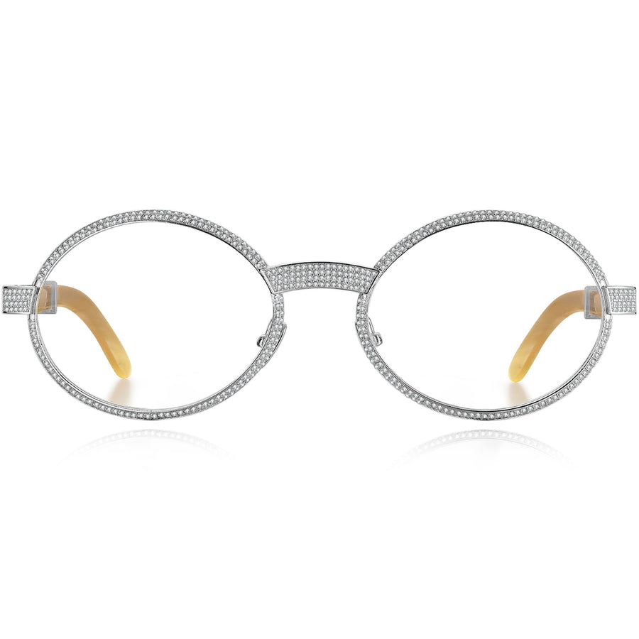925 Silver Buffalo Horn Oval Glasses BR1359