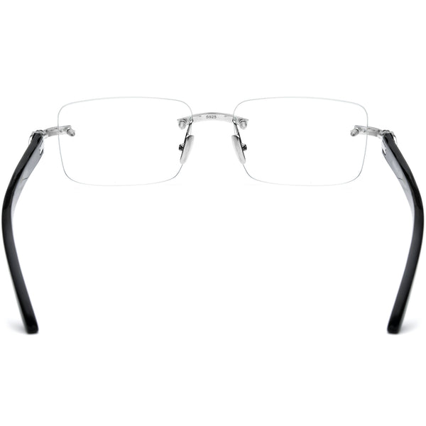 Buffalo Horn + 925 Silver Rectangle Glasses A2332