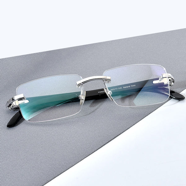 Buffalo Horn + 925 Silver Rectangle Glasses A2332