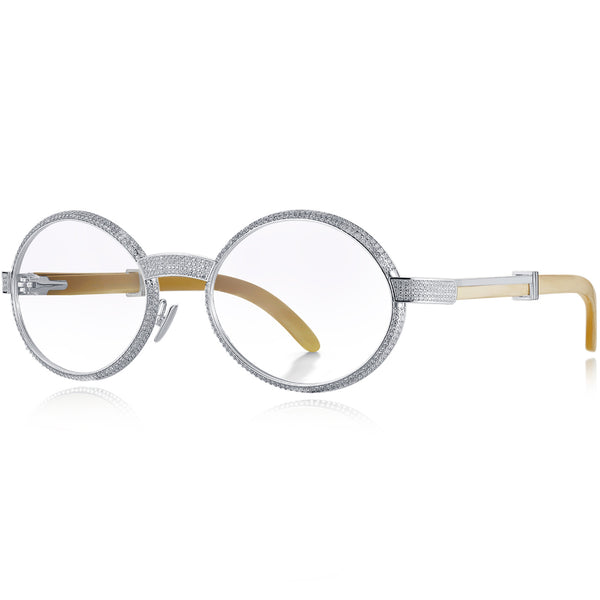 925 Silver Buffalo Horn Oval Glasses BR1359