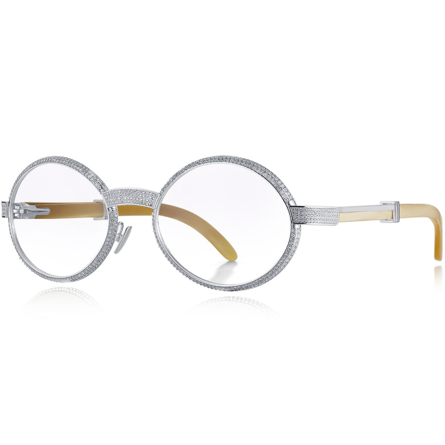 925 Silver Buffalo Horn Oval Glasses BR1359